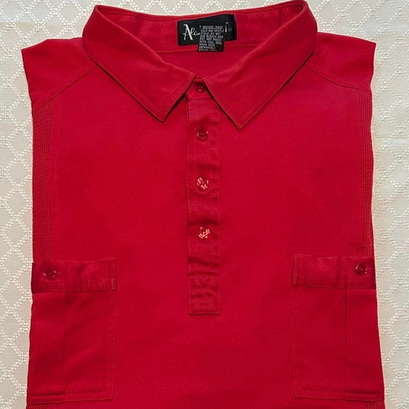 Size 3X Men's Alan Stuart Red Short Sleeve Polo Style Waistband - Picture 1 of 8